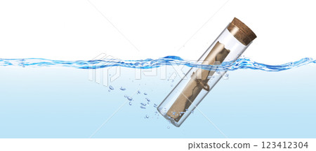 漂流在海浪中的瓶中舊信 123412304