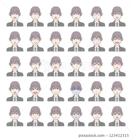 Various facial expressions of men set 30 patterns Salaryman Various facial expressions of men set 30 patterns Salaryman 123412315