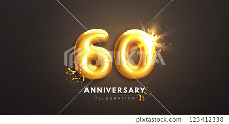 Sixtieth anniversary celebration. 3d golden number 60 Sixtieth anniversary celebration. 3d golden number 60 123412338