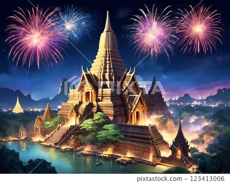 A hidden temple with fireworks -3 123413006