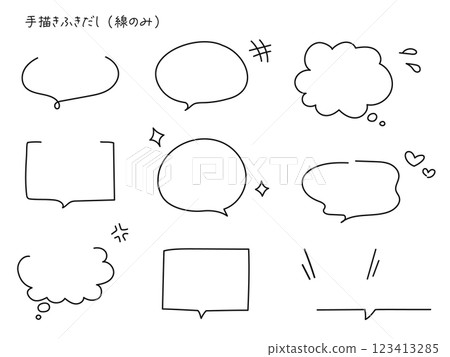 Hand-drawn speech bubble - lines only 123413285