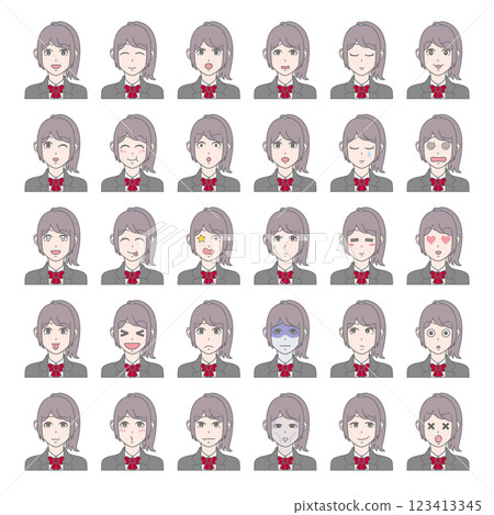 Women with various expressions set 30 patterns school uniform Women with various expressions set 30 patterns school uniform 123413345
