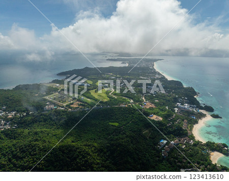 Clouds over Boracay with white sand beaches and turquoise waters. Philippines. Clouds over Boracay with white sand beaches and turquoise waters. Philippines. 123413610