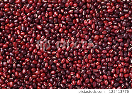 Azuki beans or red mung beans background, Food ingredient 123413776