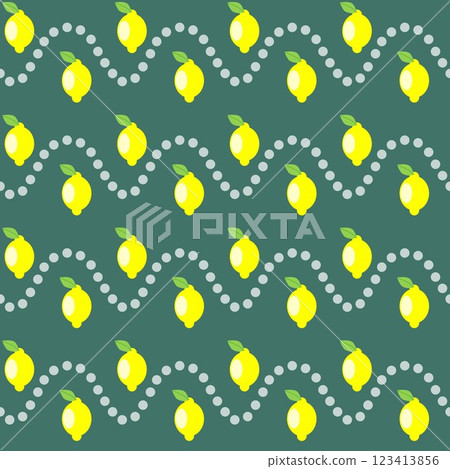 Lemon and polka dot pattern_deep green 123413856