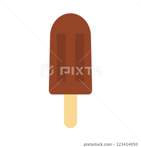 Dark Chocolate Ice Cream on Wooden Stick World Ice Cream Day Sticker Icon Logo Design element concept 123414050