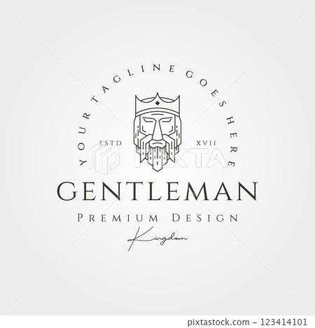 ancient head king with crown logo line art vector illustration design, king mascot logo design ancient head king with crown logo line art vector illustration design, king mascot logo design 123414101