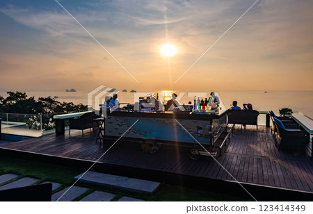 Air bar at sunset in west coast in koh Samui, Thailand 123414349