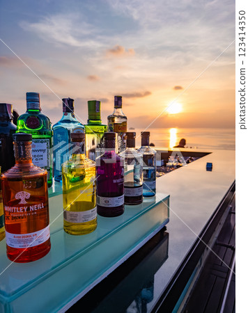 Air bar at sunset in west coast in koh Samui, Thailand 123414350