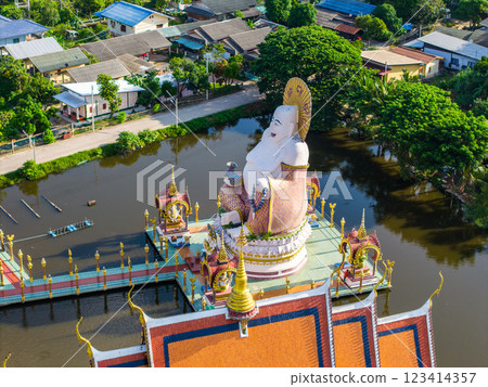 Aerial view of Wat Plai Laem in koh Samui island, Thailand 123414357