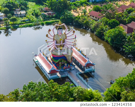 Aerial view of Wat Plai Laem in koh Samui island, Thailand 123414358