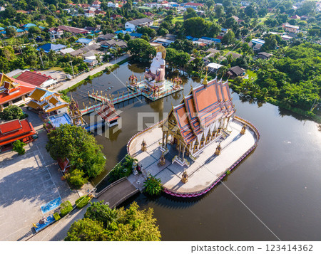 Aerial view of Wat Plai Laem in koh Samui island, Thailand 123414362