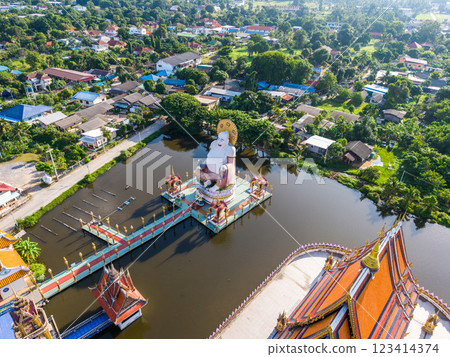 Aerial view of Wat Plai Laem in koh Samui island, Thailand 123414374