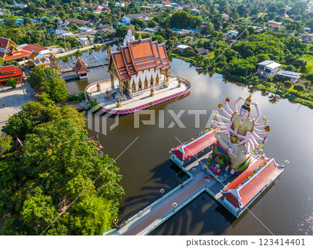 Aerial view of Wat Plai Laem in koh Samui island, Thailand 123414401