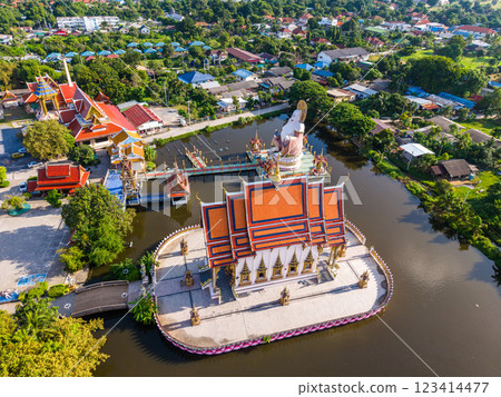 Aerial view of Wat Plai Laem in koh Samui island, Thailand 123414477