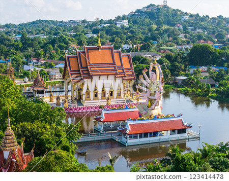 Aerial view of Wat Plai Laem in koh Samui island, Thailand 123414478