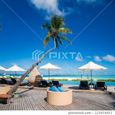 Beach resort in the Maldives, Asia 123414851