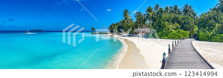 Beach resort in the Maldives, Asia 123414994