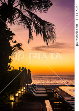 Beach sunset views in Maldives, asia 123415048