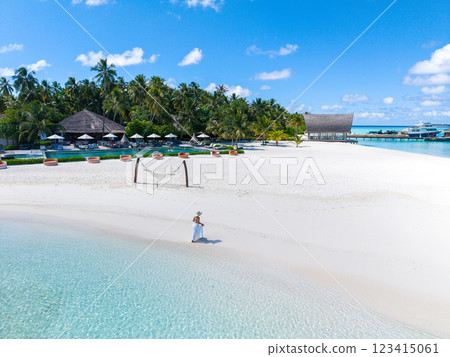Aerial views of Velavaru Island in Maldives 123415061