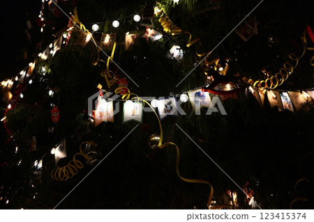 Enjoying the Festival Atmosphere of Beautiful Christmas Tree Decorations at Night Enjoying the Festival Atmosphere of Beautiful Christmas Tree Decorations at Night 123415374