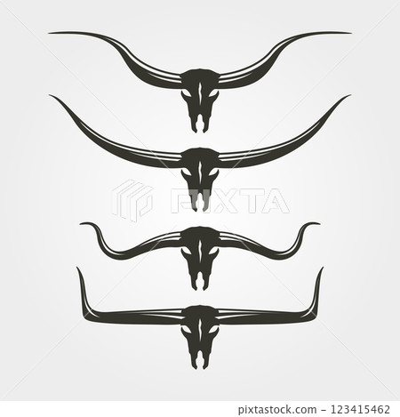 buffalo head longhorn silhouette vector symbol illustration design, long horn head design 123415462