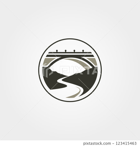 bridge and river logo vector symbol illustration design, creative bridge logo design 123415463