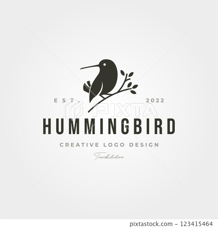 hummingbird logo vector icon symbol illustration design, little bird silhouette logo design 123415464
