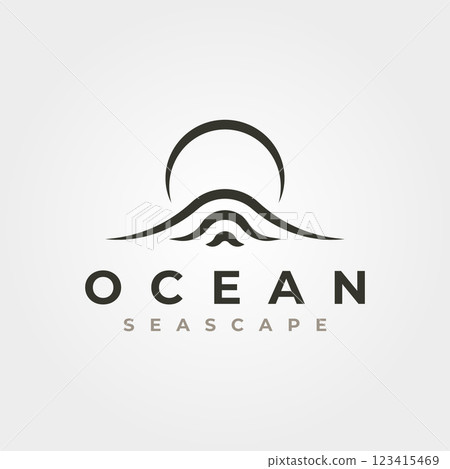 ocean wave with sunset logo vector symbol illustration design, creative wave logo ocean wave with sunset logo vector symbol illustration design, creative wave logo 123415469