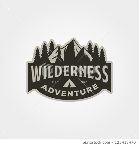 mountain emblem logo design, adventure camp vector illustration design mountain emblem logo design, adventure camp vector illustration design 123415470