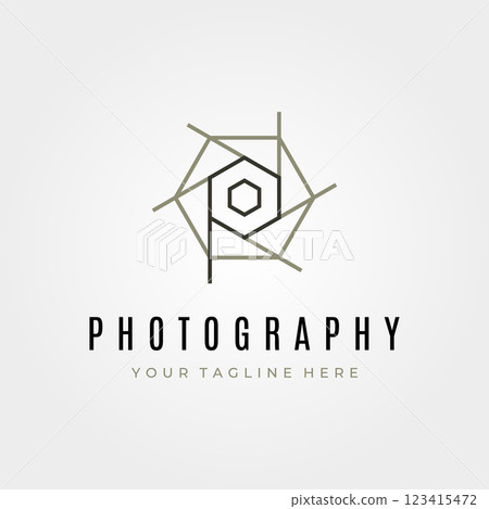 photography logotype vector symbol illustration design, letter P in lens logo design 123415472