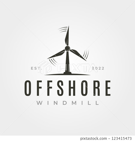 offshore windmill vintage logo vector symbol illustration design offshore windmill vintage logo vector symbol illustration design 123415473