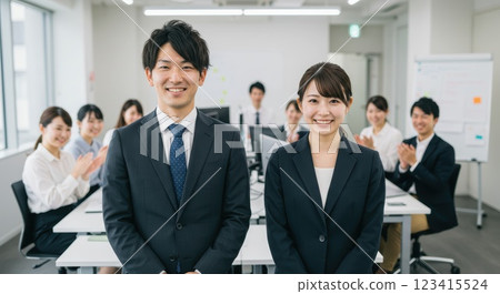 New employee men and women in suits and the office 123415524