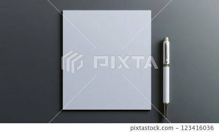 clean note paper with pen beside it, perfect for organization and planning 123416036