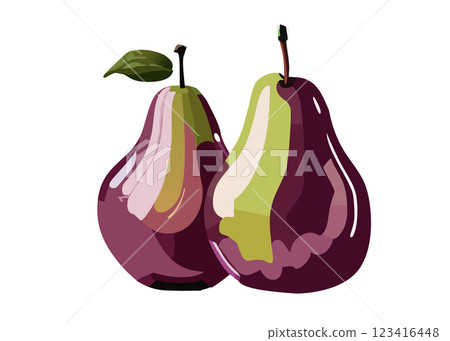 La France (pear) realistic illustration material set (AI generated, transparent PNG) 123416448