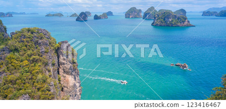 Aerial view from the koh Hong Island viewpoint, a part of Muko Hong, Than Bok Khorani National Park at Krabi, Thailand. Landmark and popular for tourists attractions 123416467
