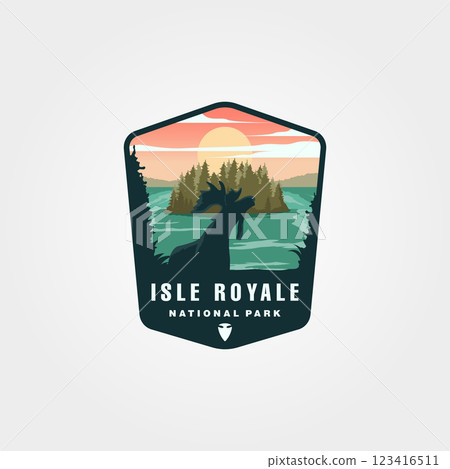 isle royale national park vector patch logo design, united states national park emblem design 123416511