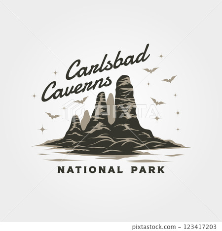 carlsbad caverns national park vintage logo vector illustration design carlsbad caverns national park vintage logo vector illustration design 123417203