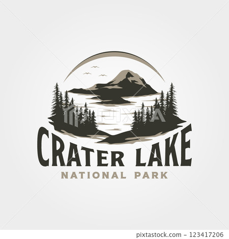 crater lake national park logo vector vintage illustration design crater lake national park logo vector vintage illustration design 123417206