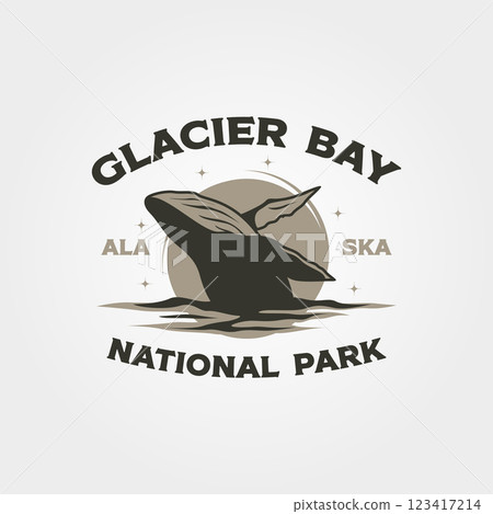 humpback at glacier bay national park vintage logo vector illustration design 123417214