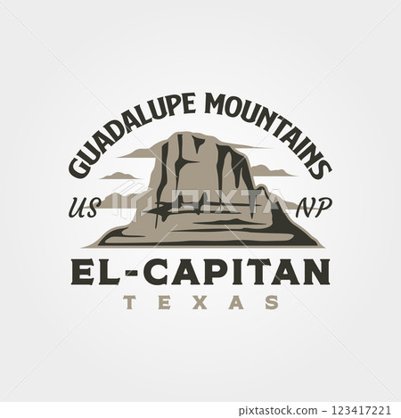 guadalupe mountains vintage logo vector illustration design with el capitan symbol guadalupe mountains vintage logo vector illustration design with el capitan symbol 123417221