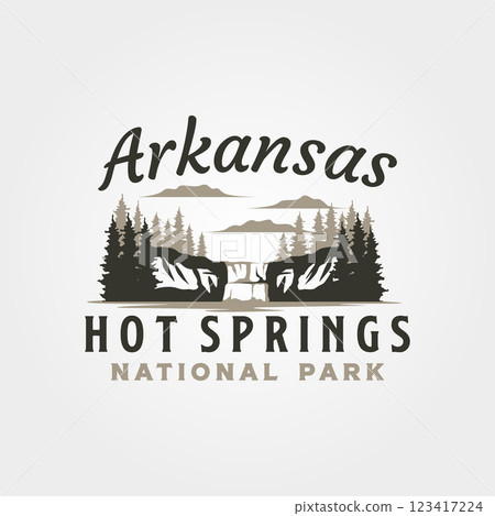 arkansas hot springs vintage logo vector illustration design, waterfall logo design 123417224