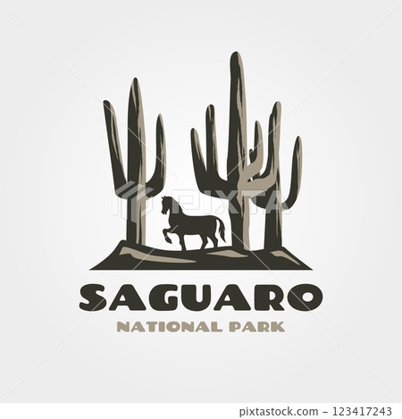 saguaro vintage vector logo symbol illustration design 123417243