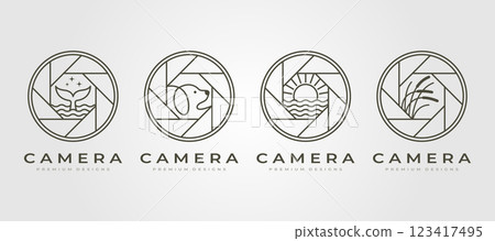 set of vector nature camera lens photography logo symbol line art illustration design 123417495