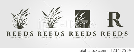 set of vector reed or cattail vintage logo vector illustration design set of vector reed or cattail vintage logo vector illustration design 123417509