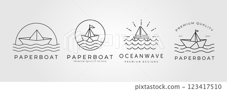 bundle of paperboat line art logo vector minimal symbol illustration design 123417510