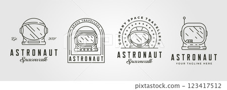 set of astronaut helmet line art logo vintage symbol illustration design 123417512