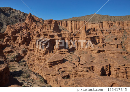 Kok-Moinok canyon, Kyrgyzstan travel landmark, natural landscape Kok-Moinok canyon, Kyrgyzstan travel landmark, natural landscape 123417845