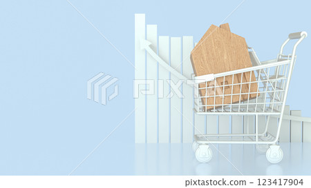 The House in Shopping cart  for property or real estate  concept 3d Rendering. 123417904