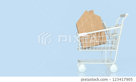 The House in Shopping cart  for property or real estate  concept 3d Rendering. 123417905